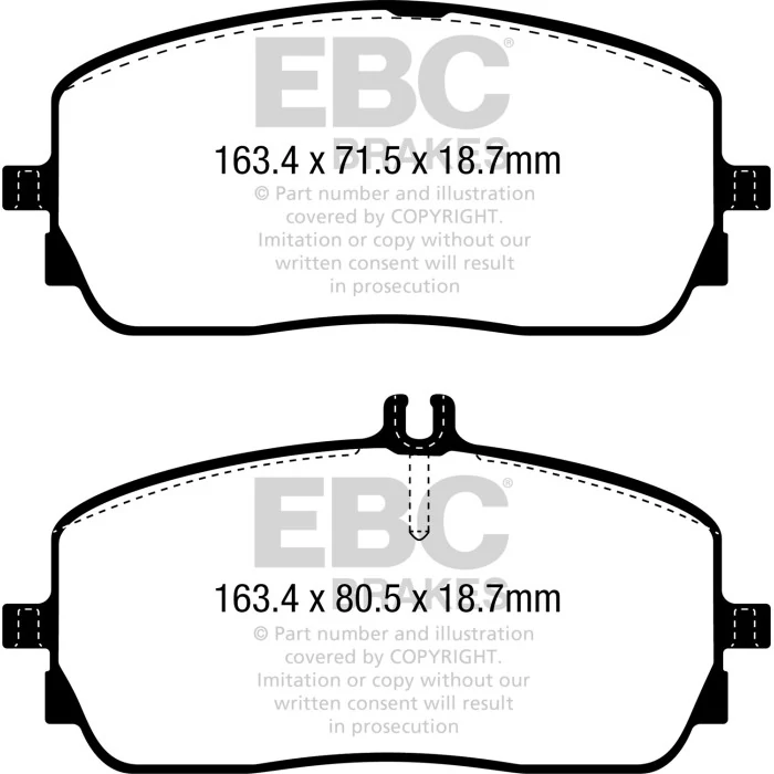 EBC Brakes® - Front 163mm Diameter Yellowstuff Street And Track Brake Pads