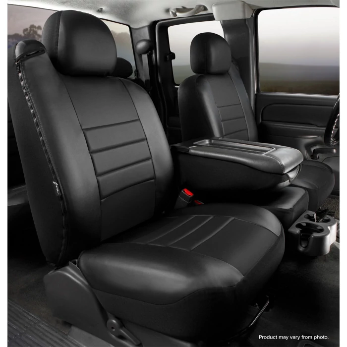 Fia® - LeatherLite Custom Fit Seat Cover, for Seats with Built In Seat Belts, Non-Removable Headrests, Side Airbags, Upper/Lower Center Storage