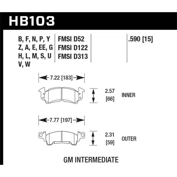Hawk® - 0.590 Thickness HT-10 Disc Brake Pads