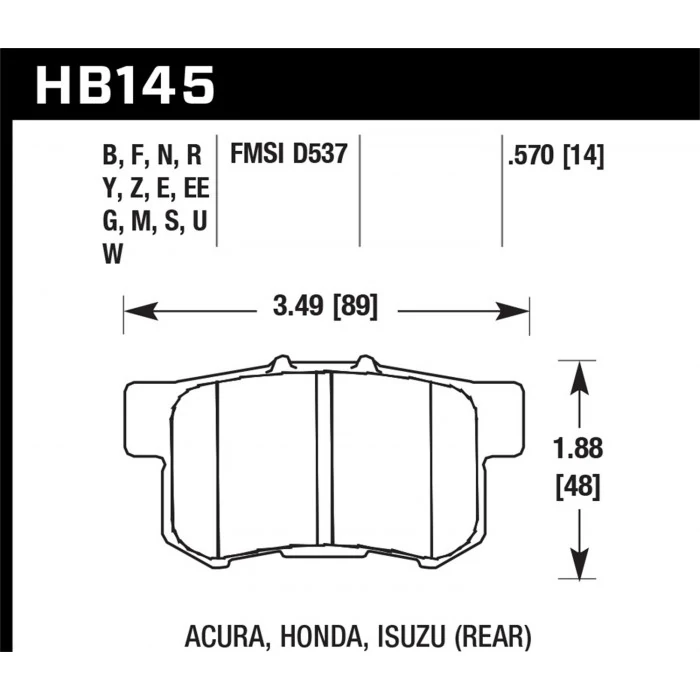 Hawk® - 0.570 Thickness  Performance Ceramic Disc Brake Pads with FMSI Plate #D537