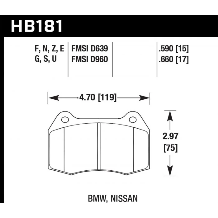 Hawk® - 0.660 Thickness HT-10 Disc Brake Pads