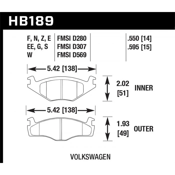 Hawk® - 0.550 Thickness HT-10 Disc Brake Pads