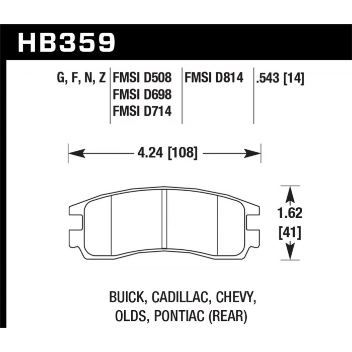 Hawk® - 0.543 Thickness Performance Ceramic Disc Brake Pads