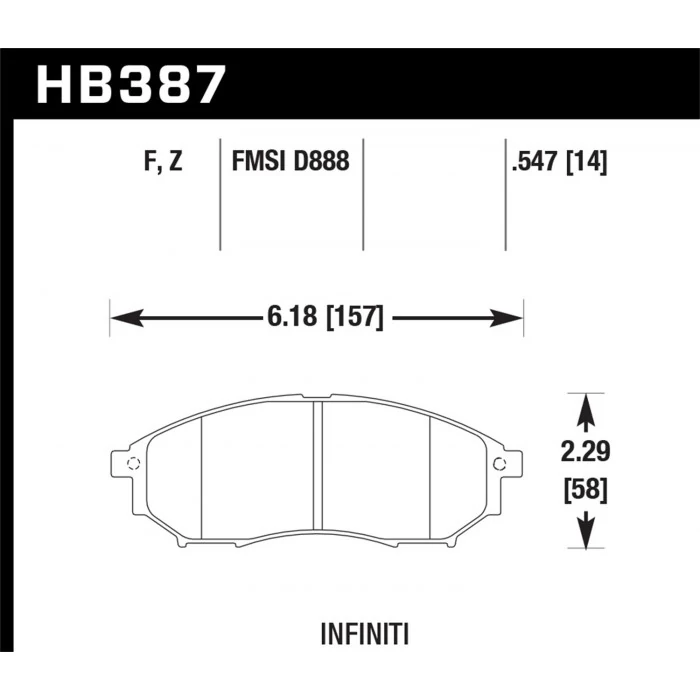 Hawk® - 0.547 Thickness Performance Ceramic Disc Brake Pads