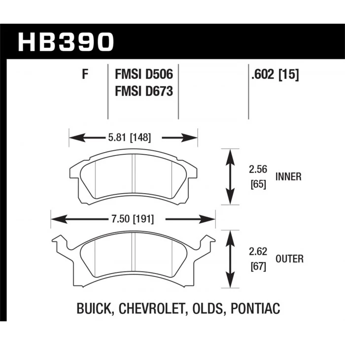 Hawk® - 0.602 Thickness HPS Disc Brake Pads