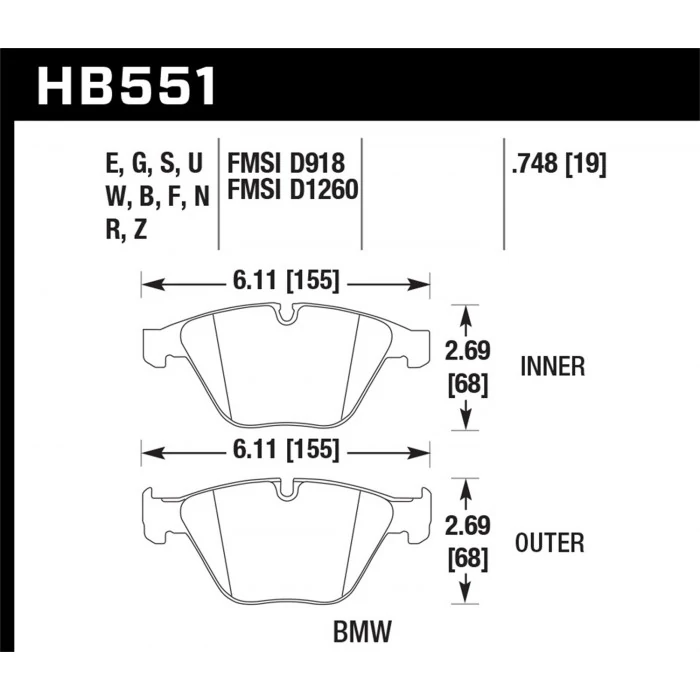 Hawk® - 0.748 Thickness DTC-30 Disc Brake Pads