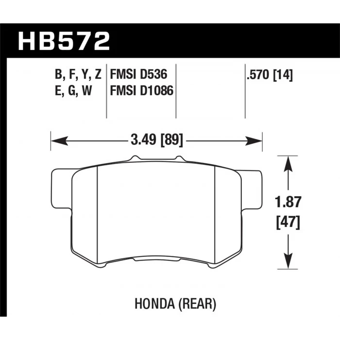Hawk® - 0.570 Thickness  LTS Disc Brake Pads with FMSI Plate #D536
