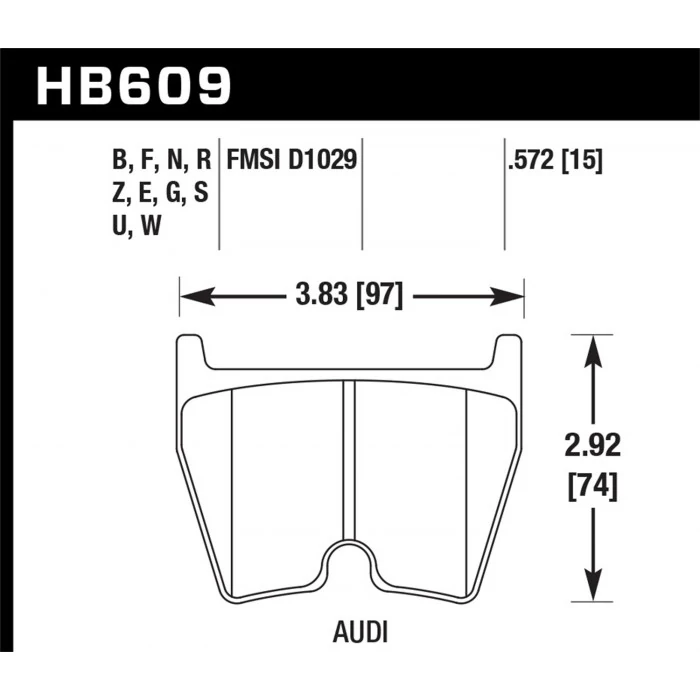 Hawk® - 0.572 Thickness  HPS 5.0 Disc Brake Pads without Wear Sensor Notch