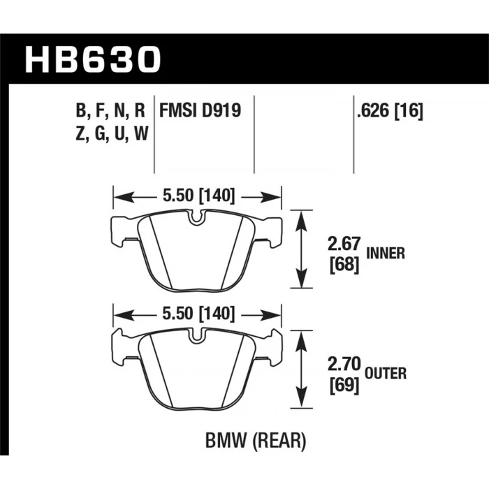 Hawk® - 0.626 Thickness HPS 5.0 Disc Brake Pads