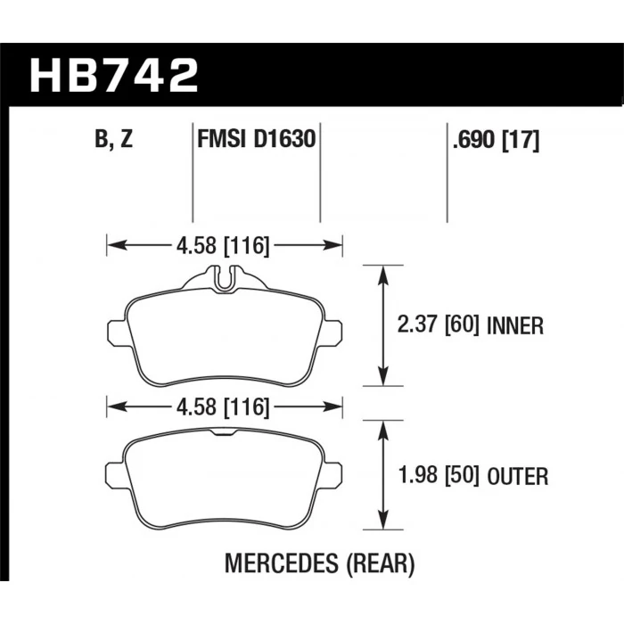 Hawk® - 0.690 Thickness Performance Ceramic Disc Brake Pads