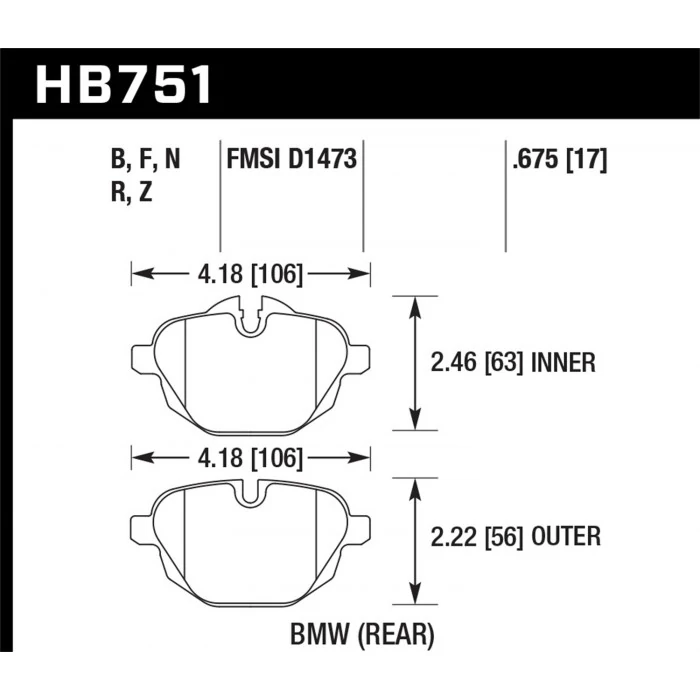 Hawk® - 0.675 Thickness Performance Ceramic Disc Brake Pads