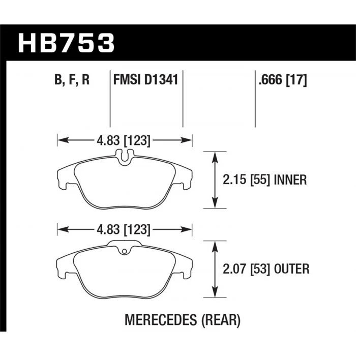 Hawk® - 0.666 Thickness HPS 5.0 Disc Brake Pads