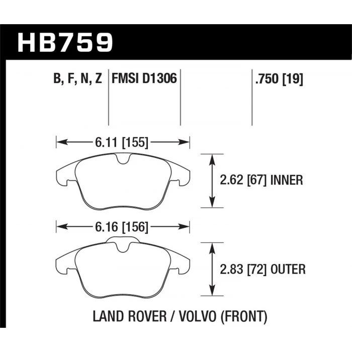 Hawk® - 0.750 Thickness HP Plus Disc Brake Pads