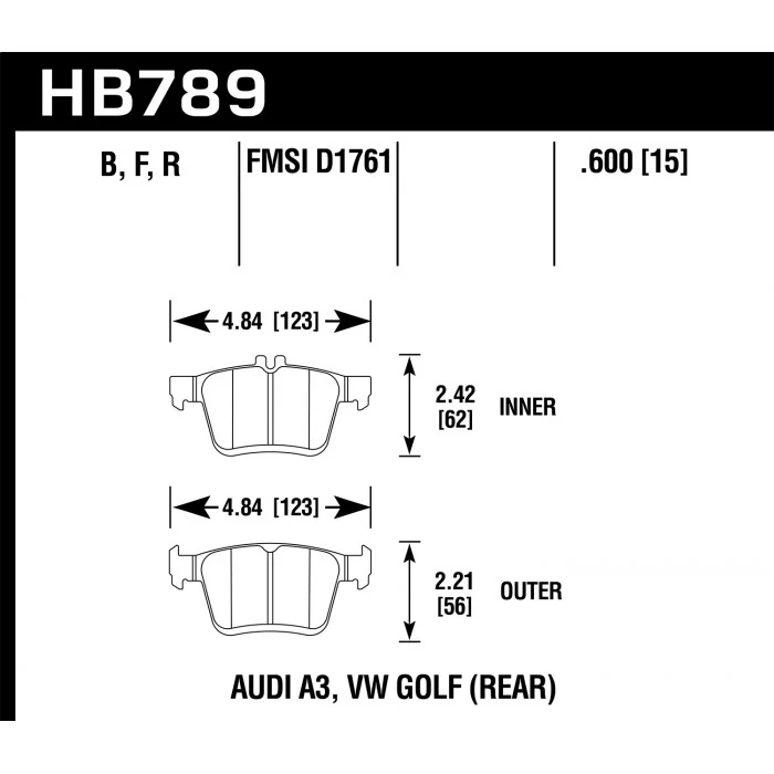 Hawk® - 0.600 Thickness HPS 5.0 Disc Brake Pads