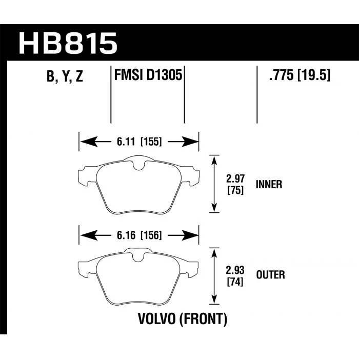 Hawk® - 0.775 Thickness HPS 5.0 Disc Brake Pads