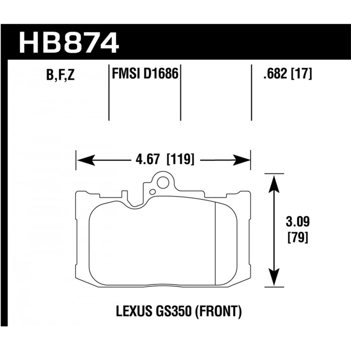 Hawk® - 0.682 Thickness HPS 5.0 Disc Brake Pads