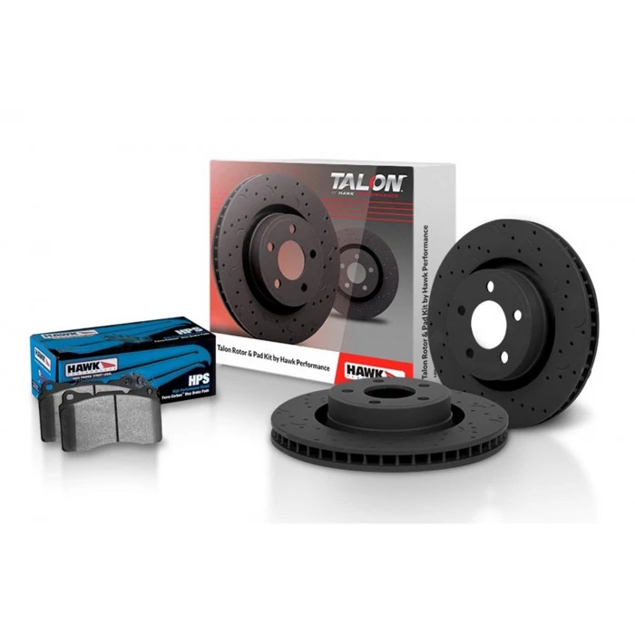 Hawk® - Talon Street HPS Rear Cross Drilled and Slotted Rotor and Brake Pad Kit with D898 FMSI Plate