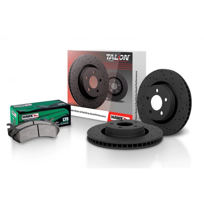 Hawk® - Talon Street LTS Rear Cross Drilled and Slotted Rotor and Brake Pad Kit with D898 FMSI Plate