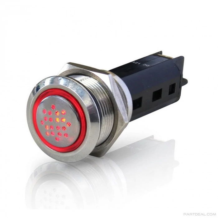 Hella® - 12V Stainless Steel Buzzer with Red LED Ring