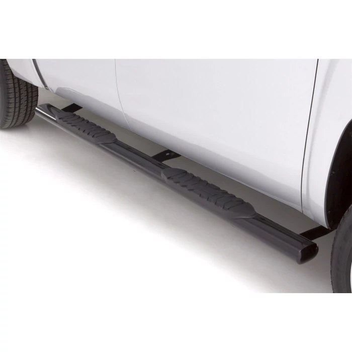 Lund® - 5" Cab Length Black Straight Oval Tube Steps