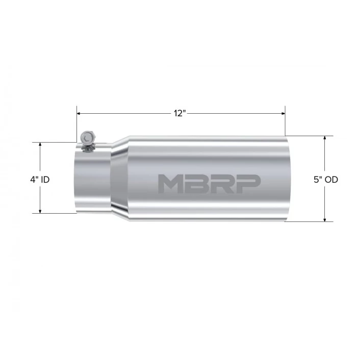 MBRP® - 5" OD. 4" Inlet T304 Stainless Steel Dual Aluminum Wall Straight Tip