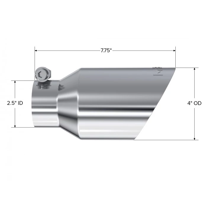 MBRP® - Tip 4" O.D. 2" Inlet 8" Length T304 Dual Aluminum Wall Angled Tip