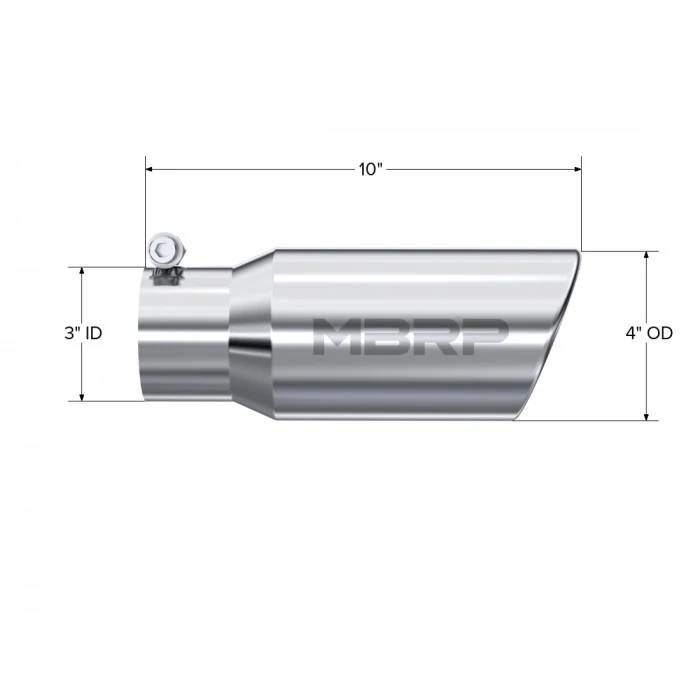 MBRP® - Tip 4" O.D. 3" Inlet 10in Length Rolled End T304 Exhaust