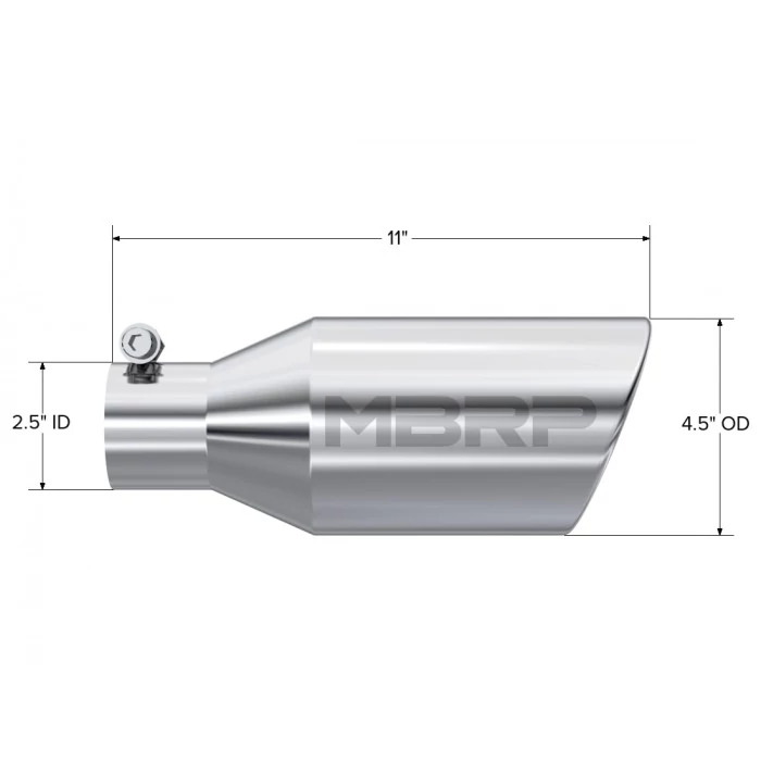 MBRP® - Tip 4 1/2" O.D. SW Angle Rolled End 2 1/2" inlet 11" Length Exhaust