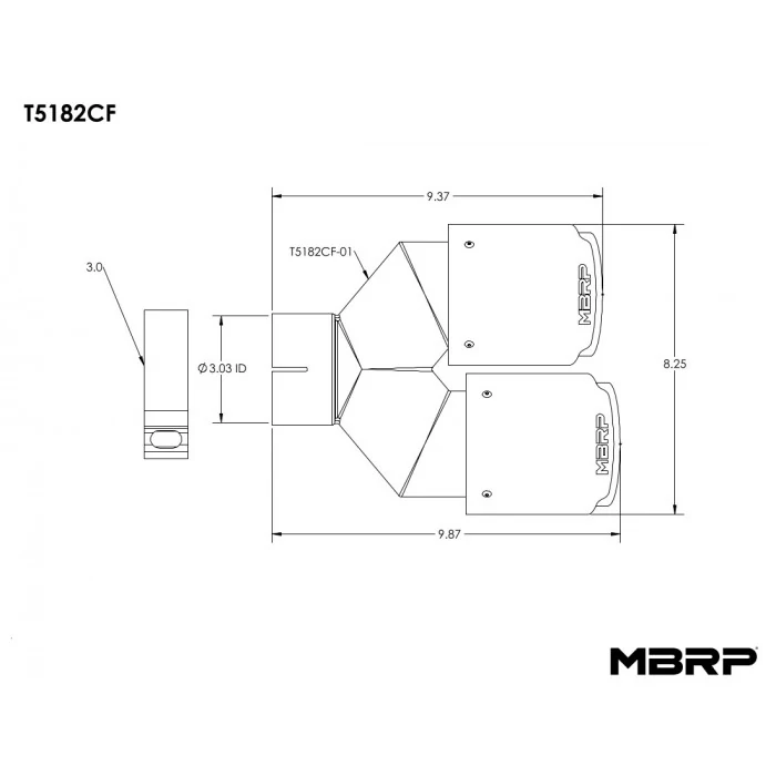 MBRP® - 4" O.D Out 3" I.D. Dual Aluminum Wall Carbon Fiber T304 Tip