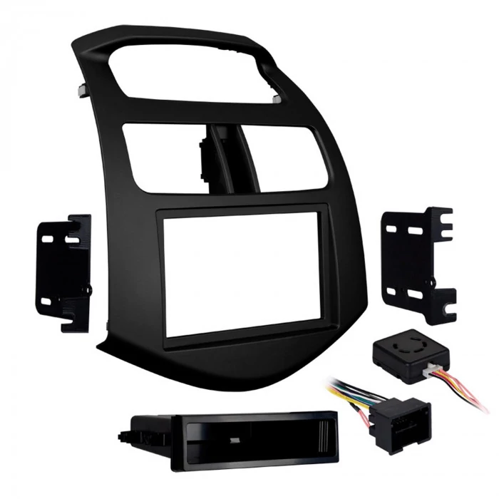 Metra® - Single/Double DIN Black Stereo Installation Dash Kit with Trim Panel/Brackets/Pocket/Interface/Clips/Screws