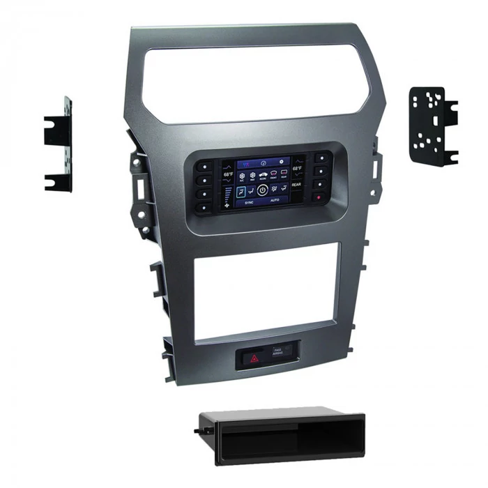 Metra® - Single/Double DIN Charcoal Gray Stereo Installation Dash Kit with Pocket