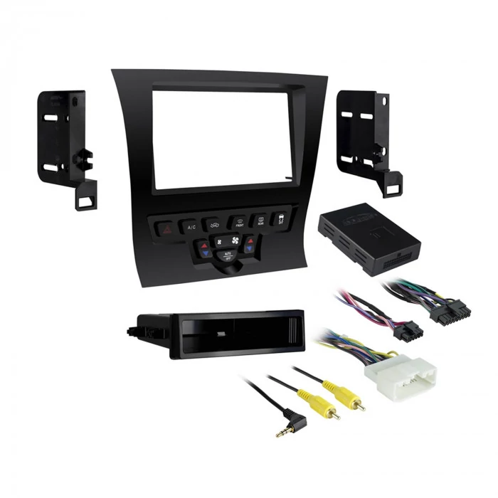 Metra® - Double DIN Black Stereo Installation Dash Kit with Trim Panel with Climate Controls/Brackets/Pocket/Climate Cable/Interface/Harness