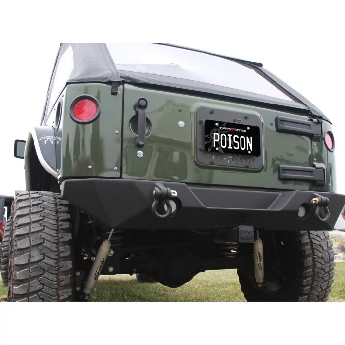 POISON SPYDER® - JK Tramp Stamp II Black Tire Carrier Delete Plate (Wide Vent) with License Plate Mount
