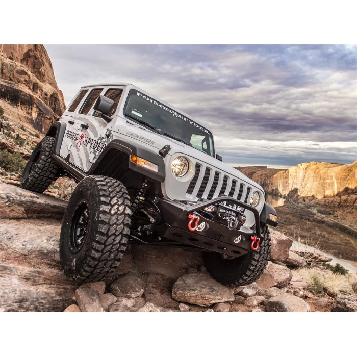 POISON SPYDER® - JT/JL Crawler Semi-Gloss Black Front Winch HD Bumper with Brawler Bar, Light Mounts and D-Ring Tabs