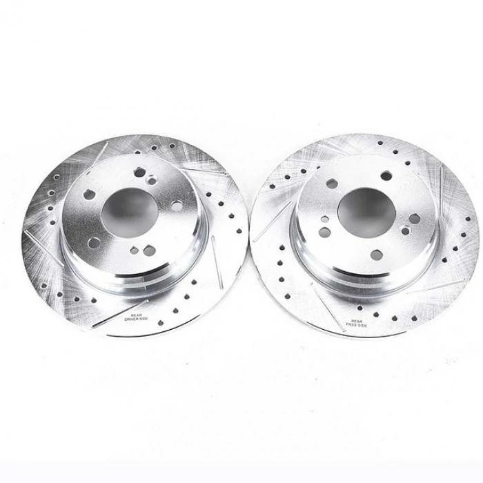 Power Stop® - Rear Drilled Slotted & Plated Brake Rotors