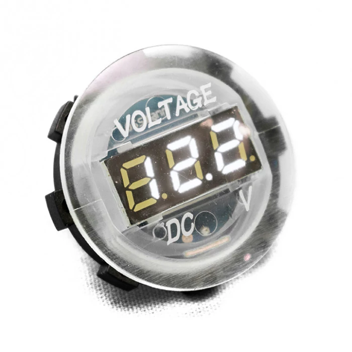 Race Sport® - Clear Digital Volt Meter Round Gauge with LED Digital Lighting