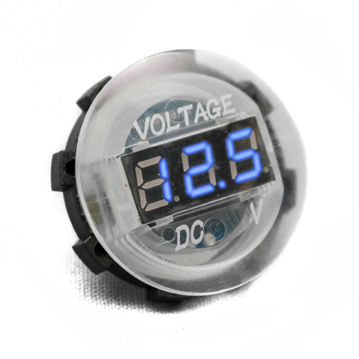Race Sport® - White Digital Volt Meter Round Gauge with Blue LED Lighting
