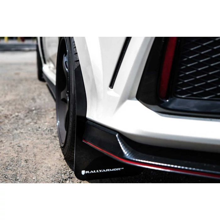 Rally Armor® - UR Series White Mud Flaps with Red Logo