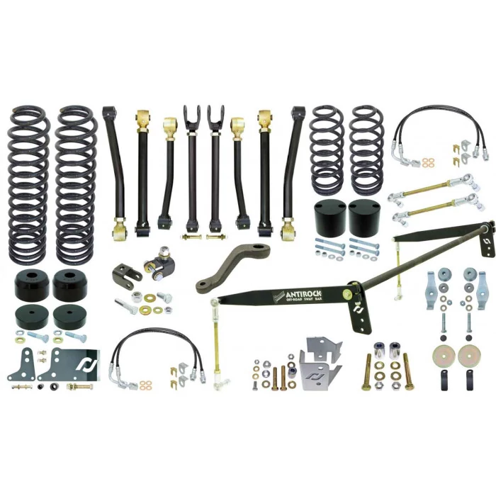 Rock Jock® - Johnny Joint 4" Suspension System with Front Sway Bar Links and Rear Antirock with Steel Arms