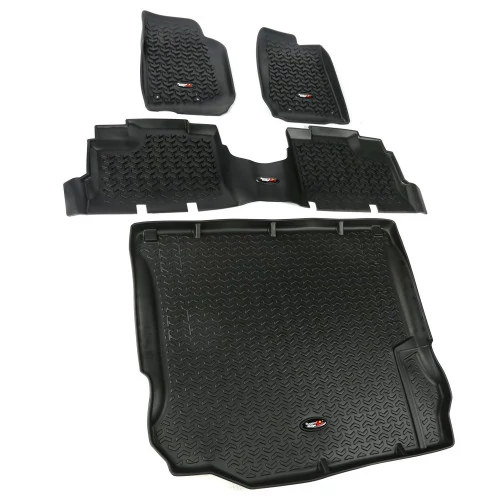 Rugged Ridge® - Front and Rear Black Floor Mats