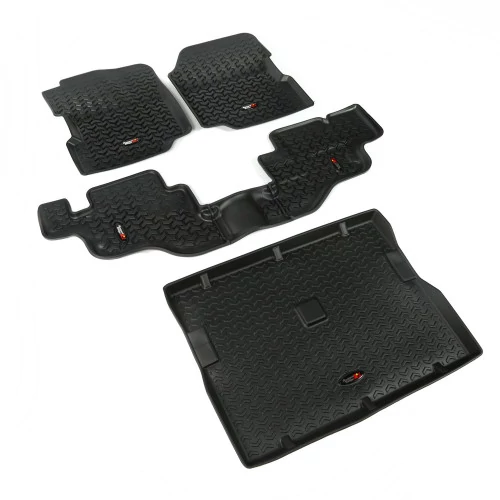 Rugged Ridge® - Front and Rear Black Floor Mats