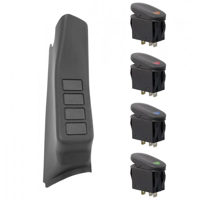 Rugged Ridge® - A Pillar Switch Pod Kit with 4 Switch/4 Rocker Switches