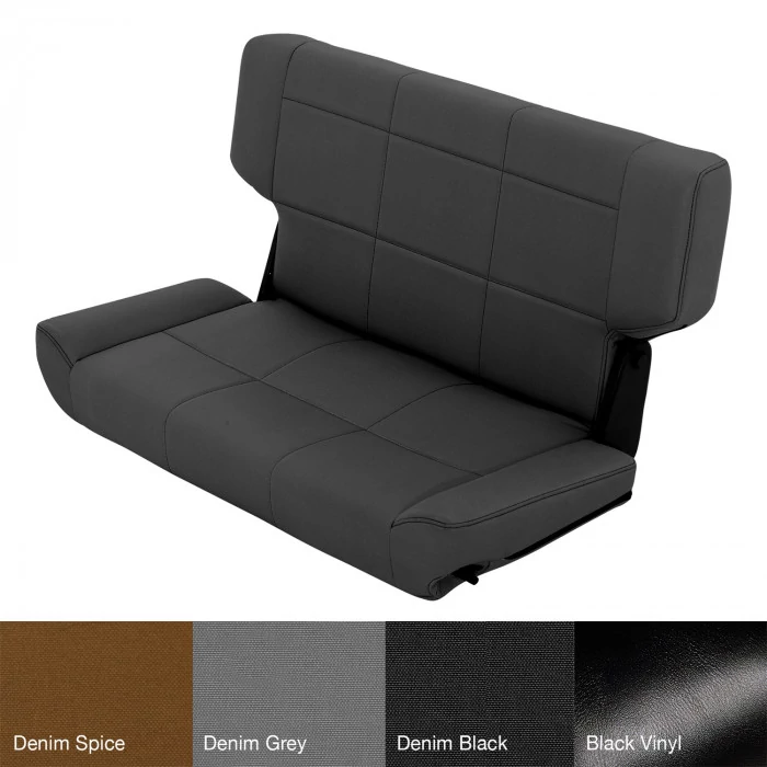 Smittybilt® - Fold and Tumble Vinyl Denim Black Rear Seat