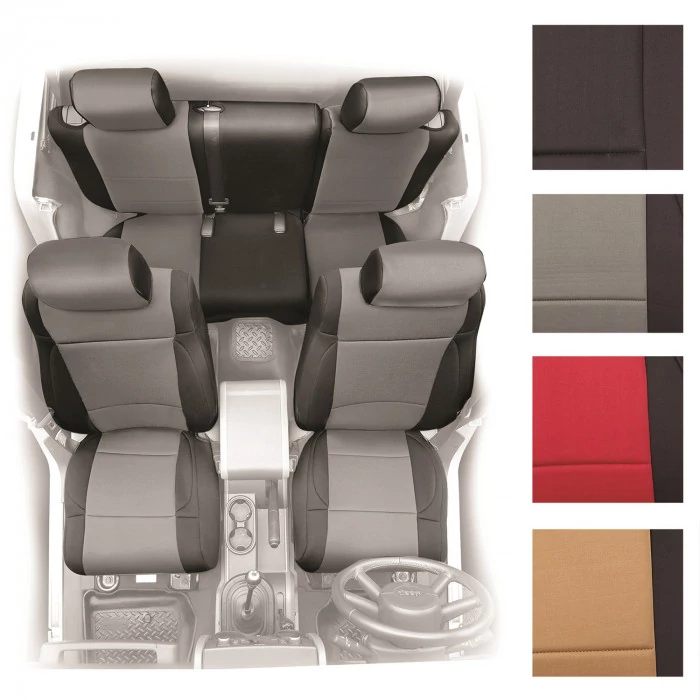 Smittybilt® - Front and Rear Red Neoprene Seat Cover Set for 2 Doors Models