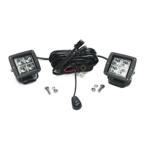 Southern Truck® - Chrome Series 3.0'' Square Cube Cree Spot Beam LED Lights Pair with Harness