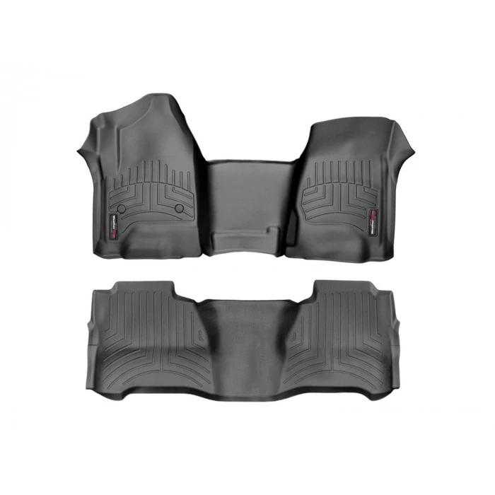 Weathertech® - DigitalFit 1st & 2nd Row Black Floor Mats for Crew Cab Models with Front Row Bucket Seat