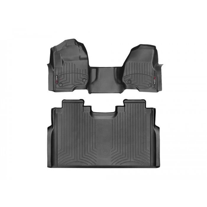 Weathertech® - DigitalFit 1st & 2nd Row Over The Hump Black Floor Mats for Crew Cab Models with Bench Seat