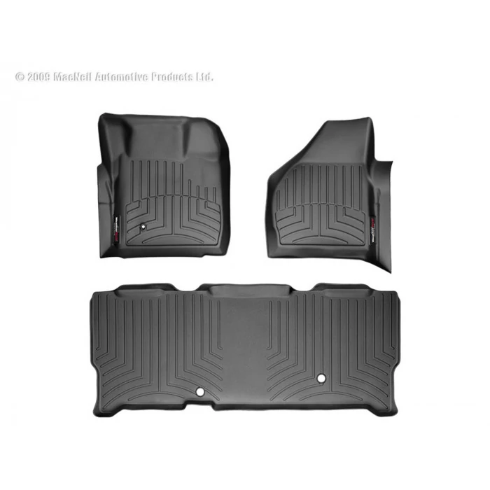Weathertech® - DigitalFit 1st & 2nd Row Black Floor Mats for Extended Cab Models with Automatic Transmission without Manual Floor Shifter