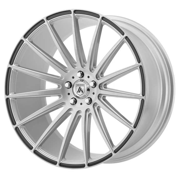 Asanti Wheels® - ABL-14 POLARIS Silver with Brushed Face and Carbon Fiber Inserts (19"x9.5", Offset: 45 mm, Bolt Pattern: 5x112, Hub Bore: 72.56 mm)