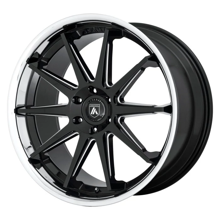 Asanti Wheels® - ABL-29 EMPEROR Gloss Black with Milled Accents and Chrome Lip (22"x10", Offset: 30 mm, Bolt Pattern: 5x120.65, Hub Bore: 74.1 mm)